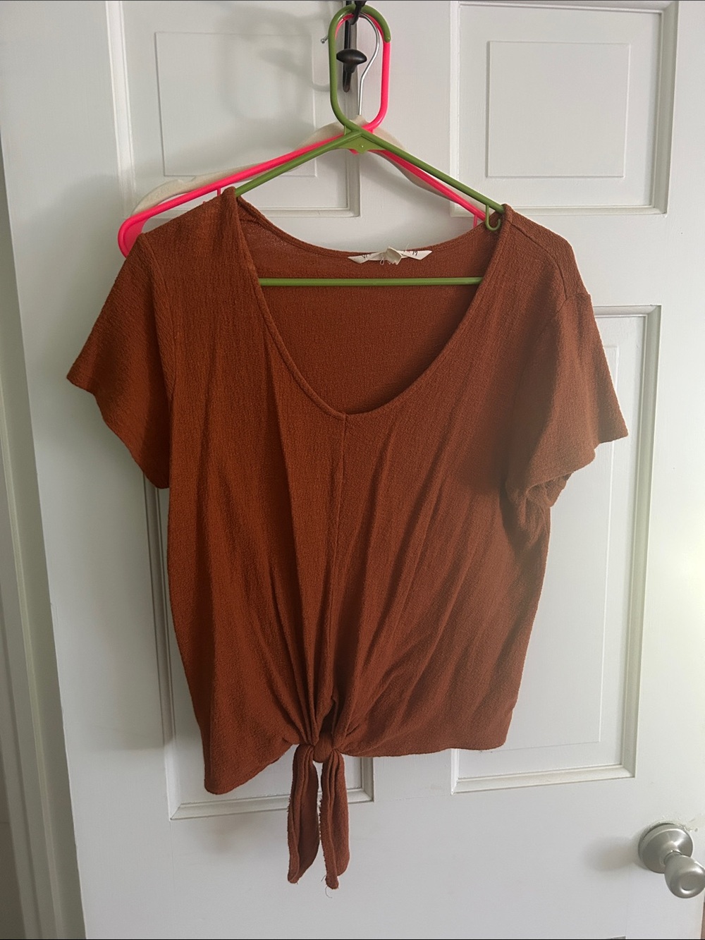 Vanilla Star Rust Tie-Front Crop Top